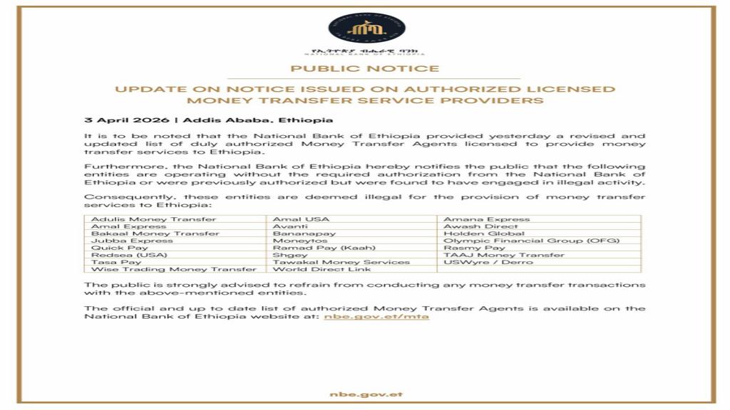 National Bank Tightens Oversight of Remittance Channels, Blacklists Unauthorized Operators