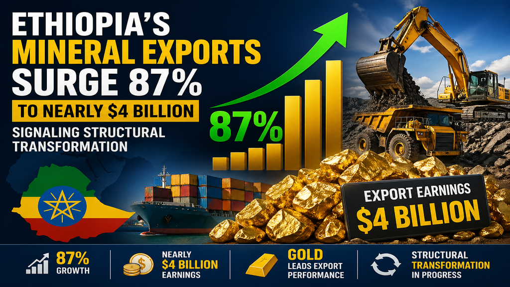 Ethiopia’s Mineral Exports Rise 87% to Nearly $4 Billion