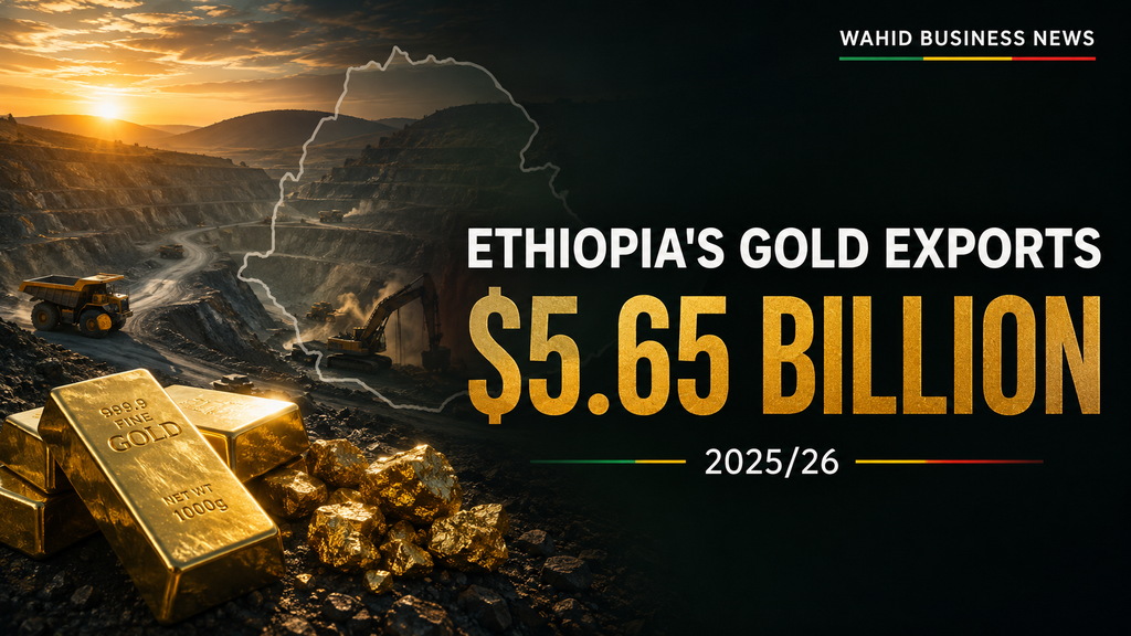 Ethiopia’s gold export earnings reach USD 5.65bn, up 61%