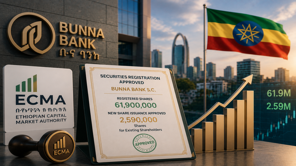 ECMA Registers 61.9m Bunna Bank Shares, Approves New Issuance