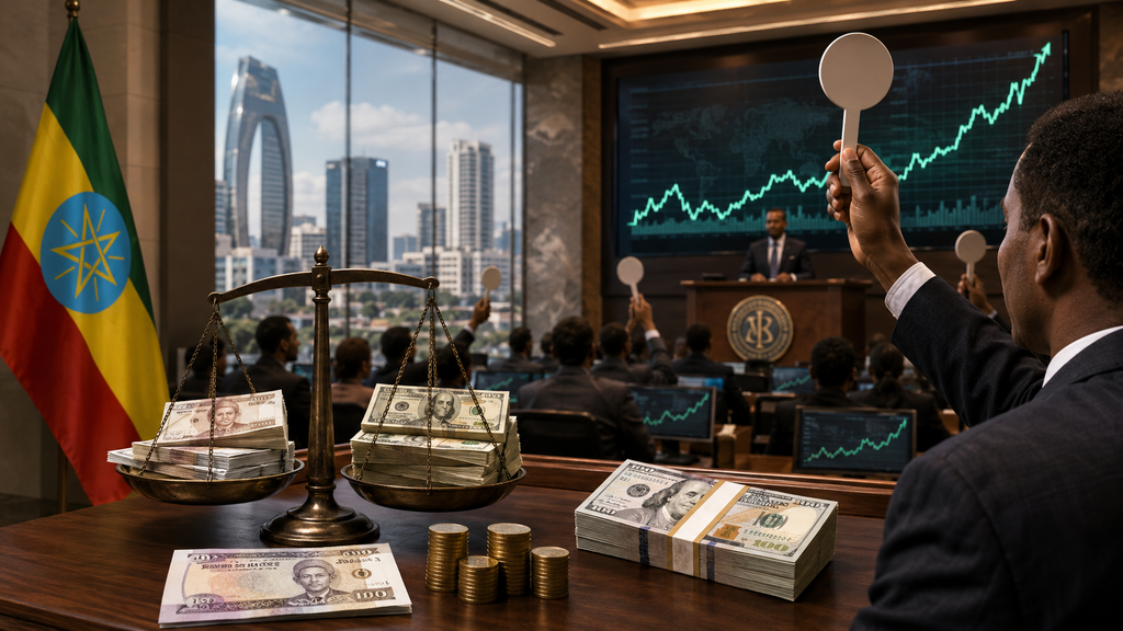 NBE Dollar Auction Rate Rises to 159.98 Birr Amid Bank Demand